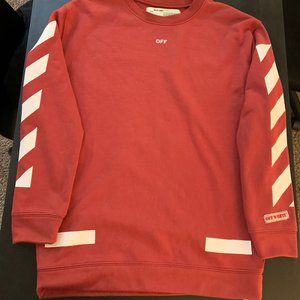 Off White Red Diagonal Crewneck Sweatshirt